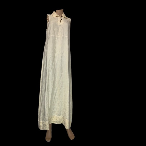 AlyWear 100% Linen Yellow Maxi Bohemian Sleeveless Dress, Size Small - Picture 16 of 16